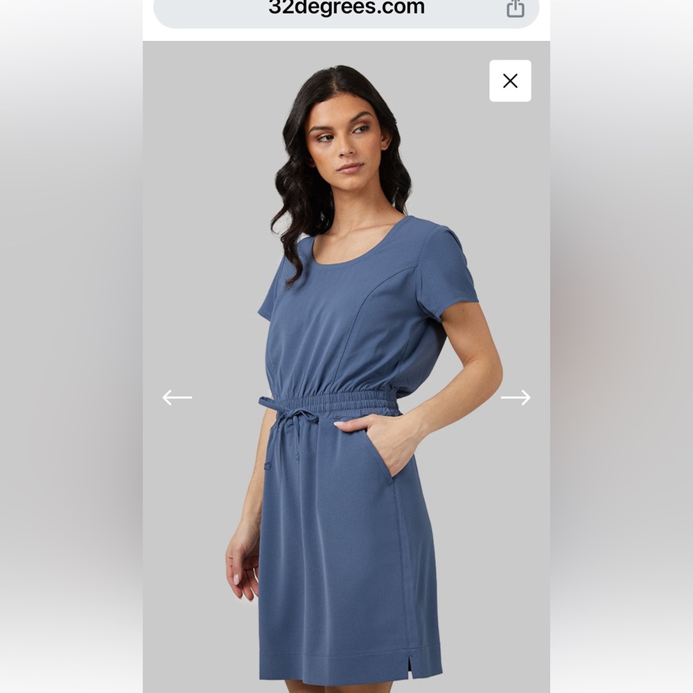 32 Degrees twill pocket dress size small, indigo, drawstring waist